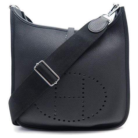 hermes black taurillon leather bag|HERMES Taurillon Clemence Evelyne TPM Black .